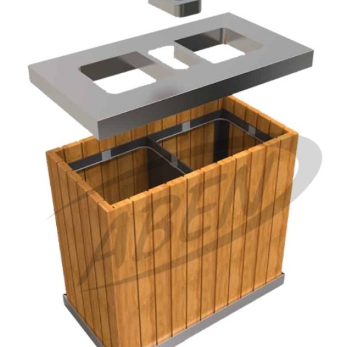 AB-518 Wood Open Space Trash Can