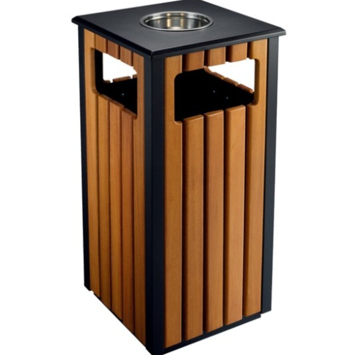 AB-520 Wood Open Space Trash Can